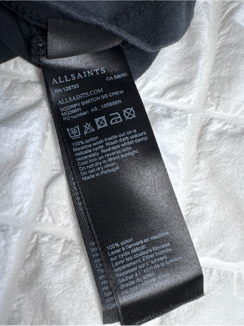 All Saints Black Short Sleeve Tee with White Heart Scorpion Graphic - Picture 6 of 8